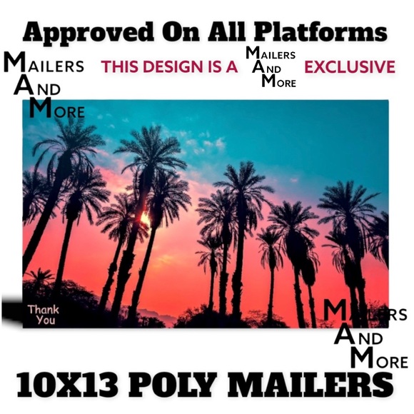 25 10X13 Poly Mailers Twilight Palms Shipping Envelopes PRICE IS FIRM - Picture 6 of 9